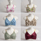 pack of 5 Women's Non-Padded Cotton Bra | Breathable Everyday Comfort Bra with Printed Design