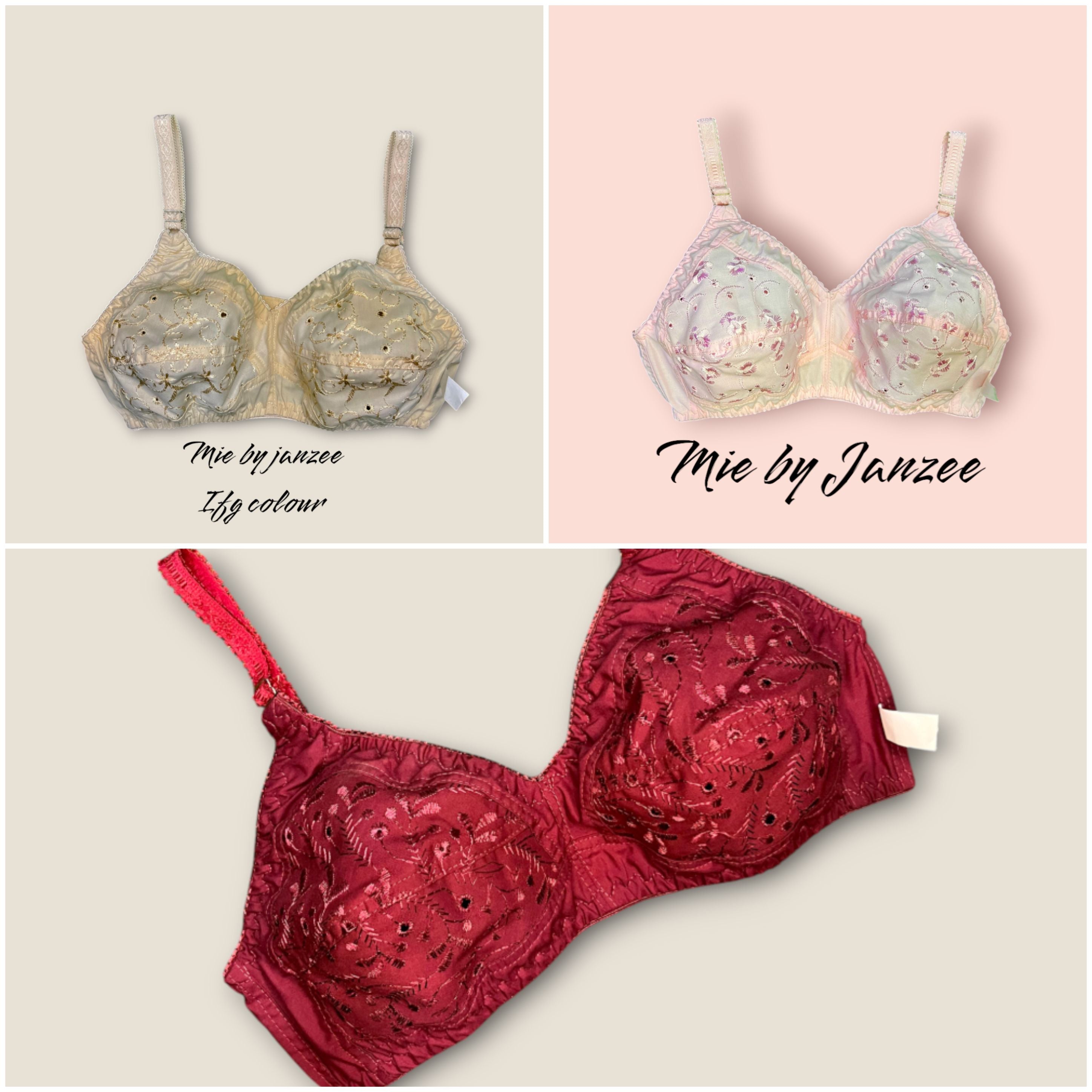 Pack of 3 pure cotton embroidered pieces in 3 beautiful colors