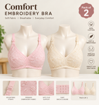 Pack of 2 Embroidery Bra - Comfortable Non-Padded Cotton Bra for Women