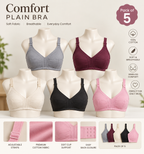 Premium Cotton Non-Wired Bra – Pack of 5 | Everyday Comfort Bra for Women plain (Sizes 32-42)