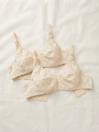 Pack of 2 Embroidery Bra - Comfortable Non-Padded Cotton Bra for Women
